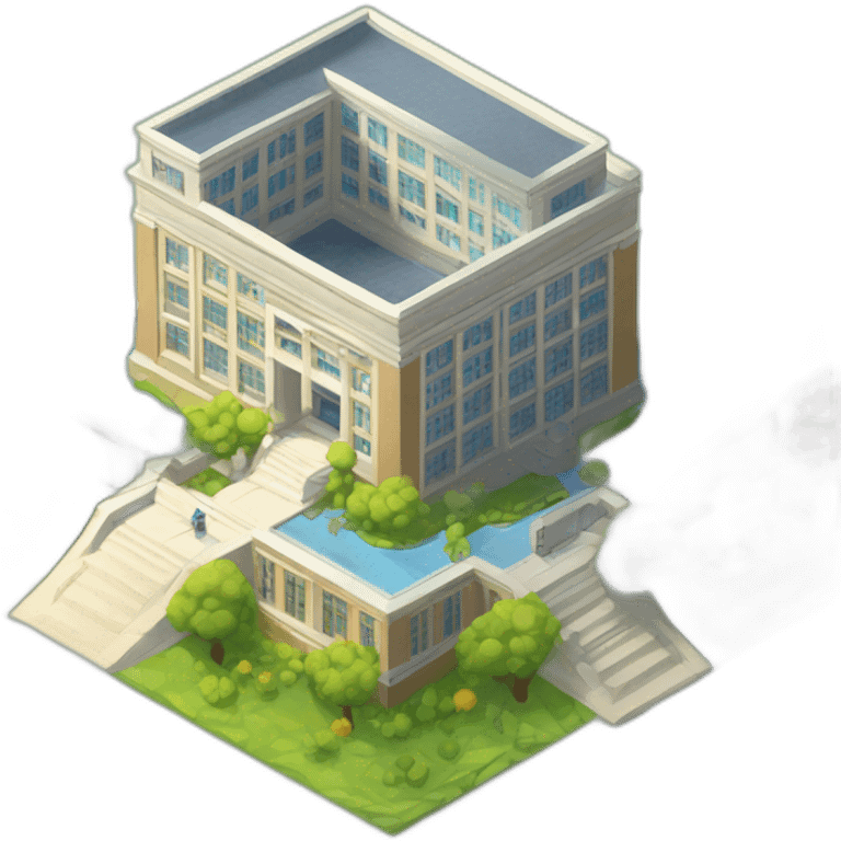 isometric-3d-university-building-landscape-sunny emoji