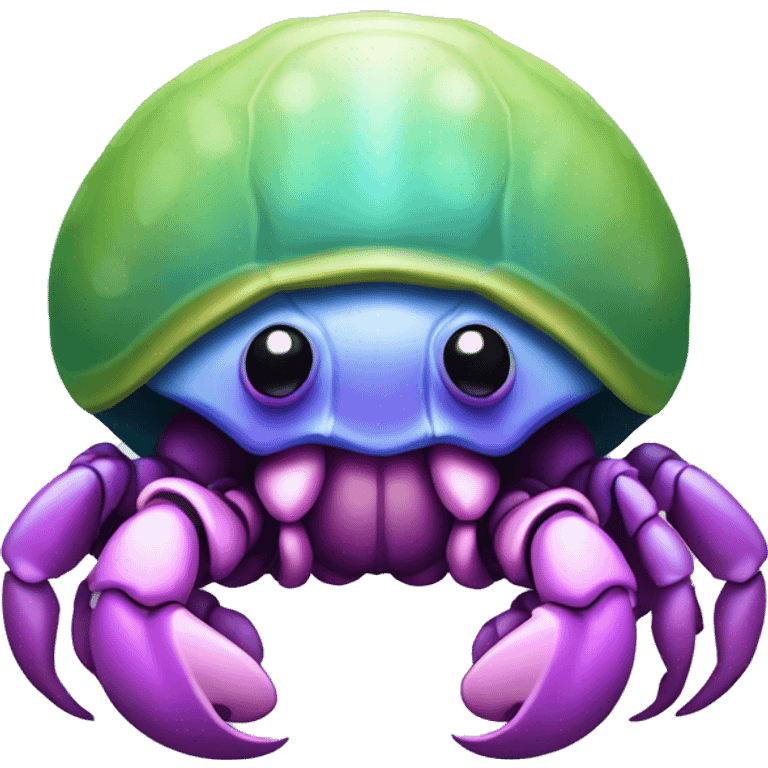 Purple pink blue green smiling hermit crab cartoon less leggu emoji