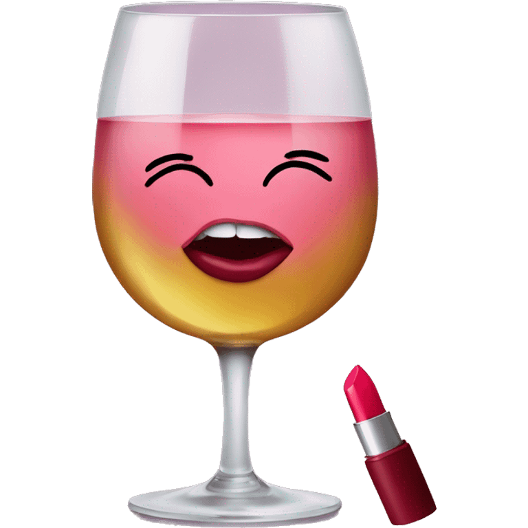 a glass of wine with a lipstick emoji