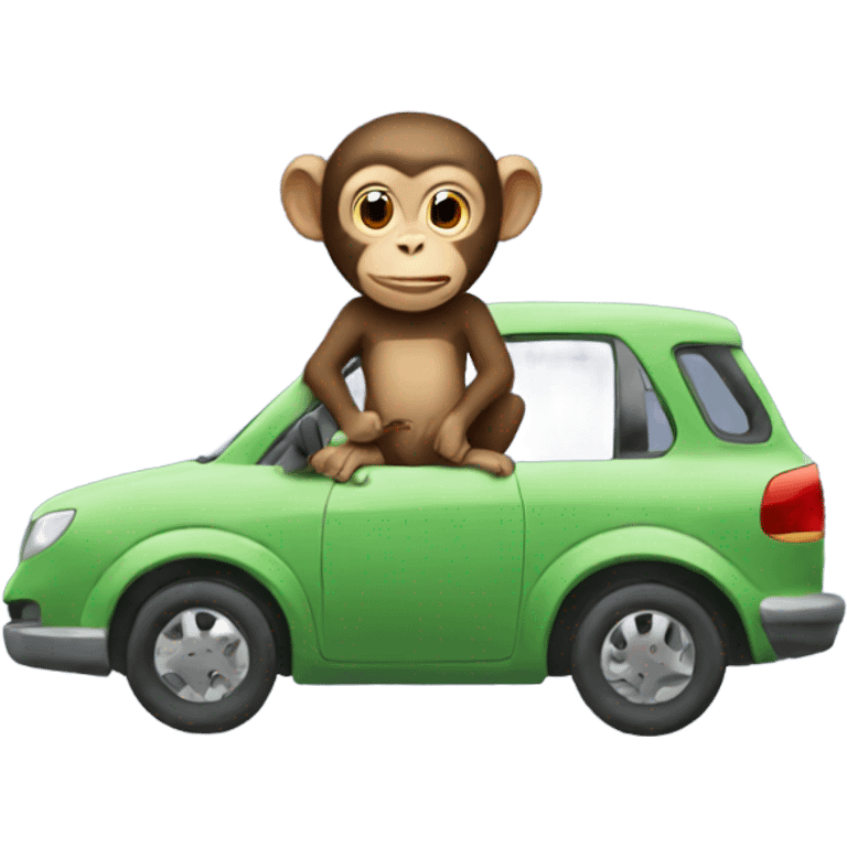 Monkey with a car emoji