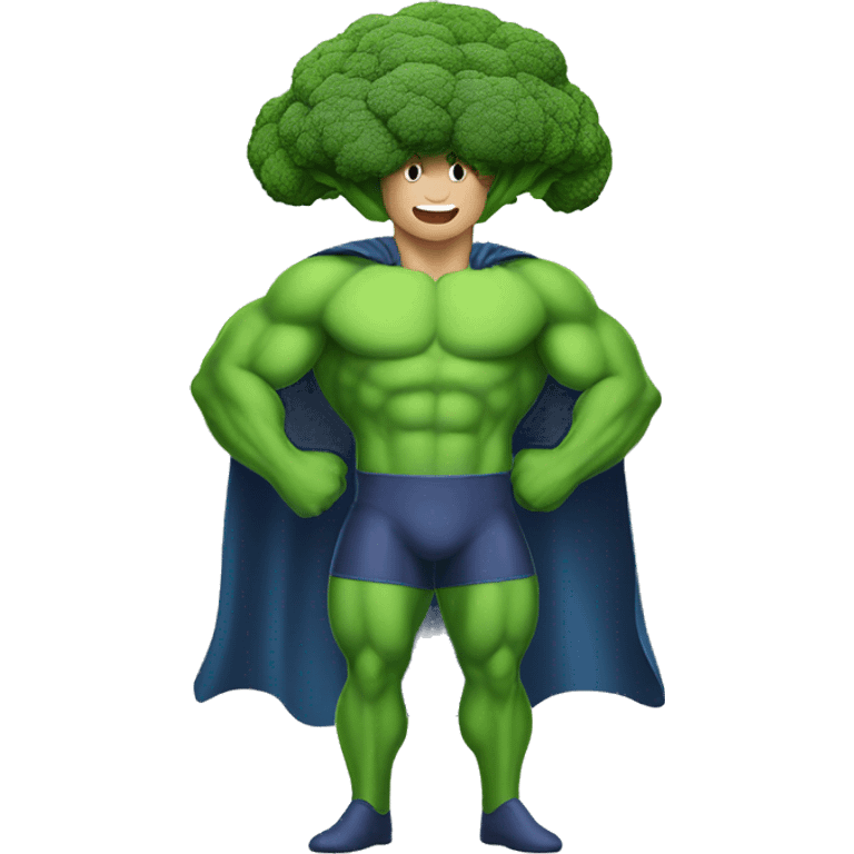 Broccoli as a man in superhero suit emoji