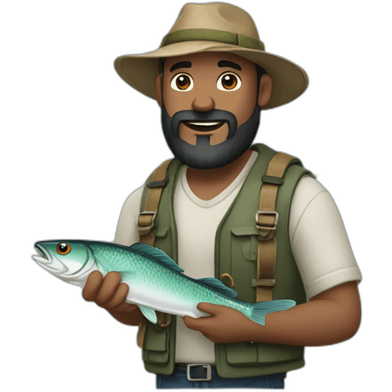 Guy, black beard fishing 🎣 emoji