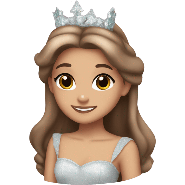 ariana grande as glinda from wicked with brown hair and brown eyes  emoji