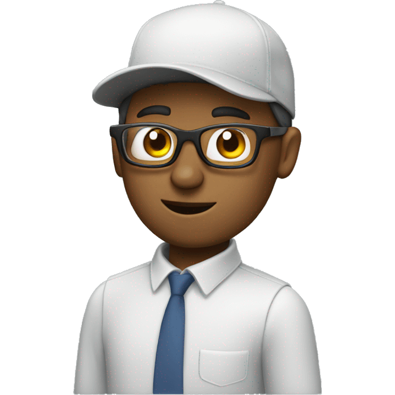 guy with a cap and glasses working on the computer emoji