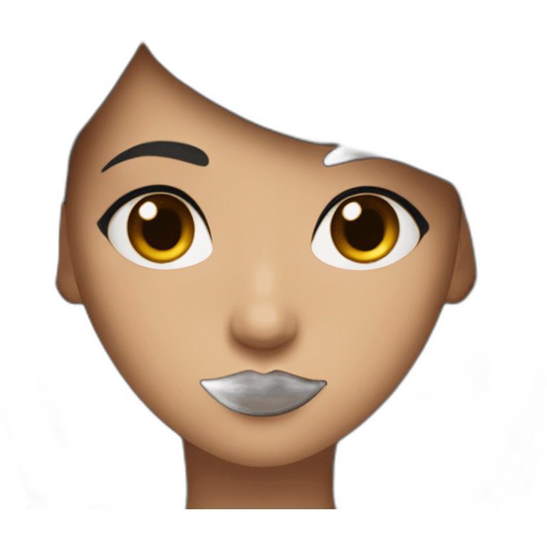 metis girl with dark brown eyes and long black Smooth hair With lipstick emoji