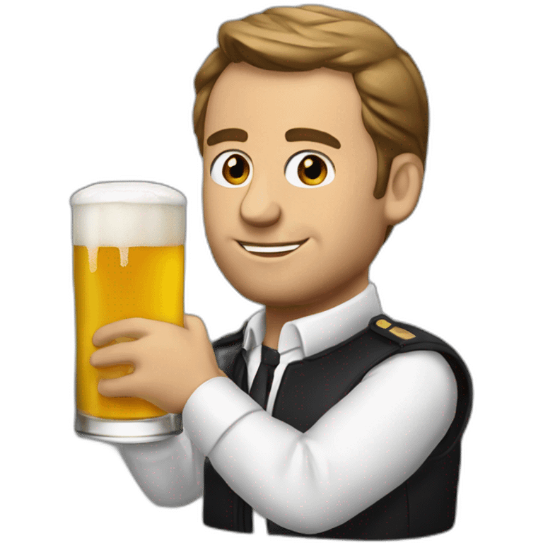 Macron drink beer emoji