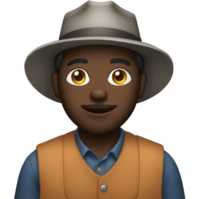 A black man in a work of farmer emoji