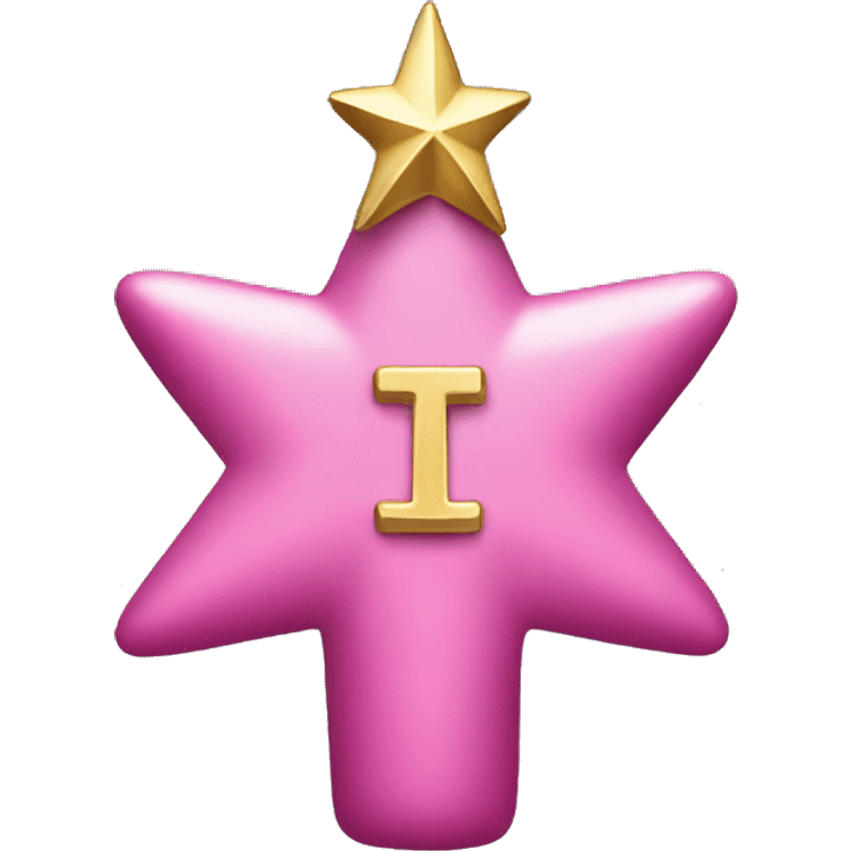 pink christmas tree with gold ornaments and one cross ornament  and a star emoji