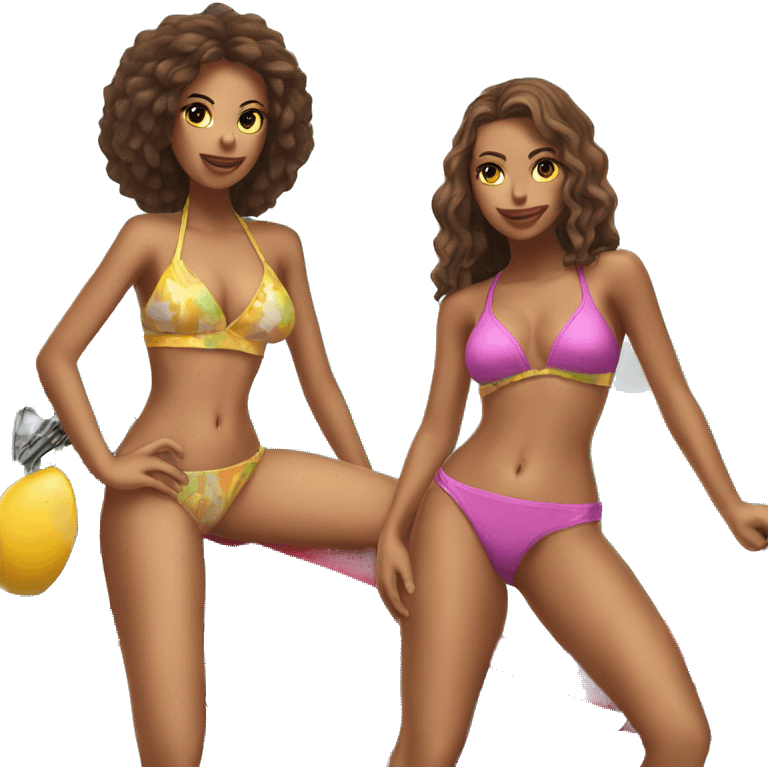 Two girls in bikinis on a chopper  emoji