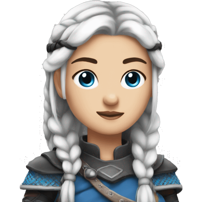 Shield maiden with Black hairbraid and blue eyes emoji