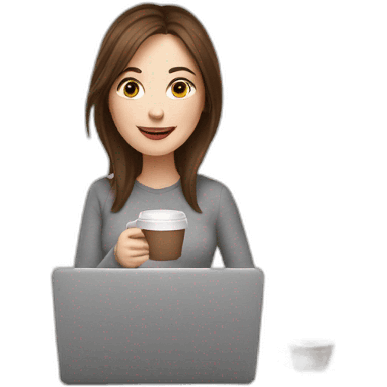 woman with brown hair and pale skin juggling with coffee cups and laptops emoji