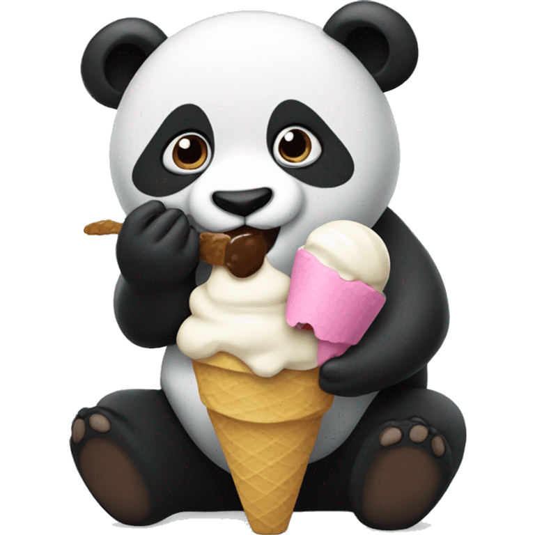 Panda eating ice cream emoji