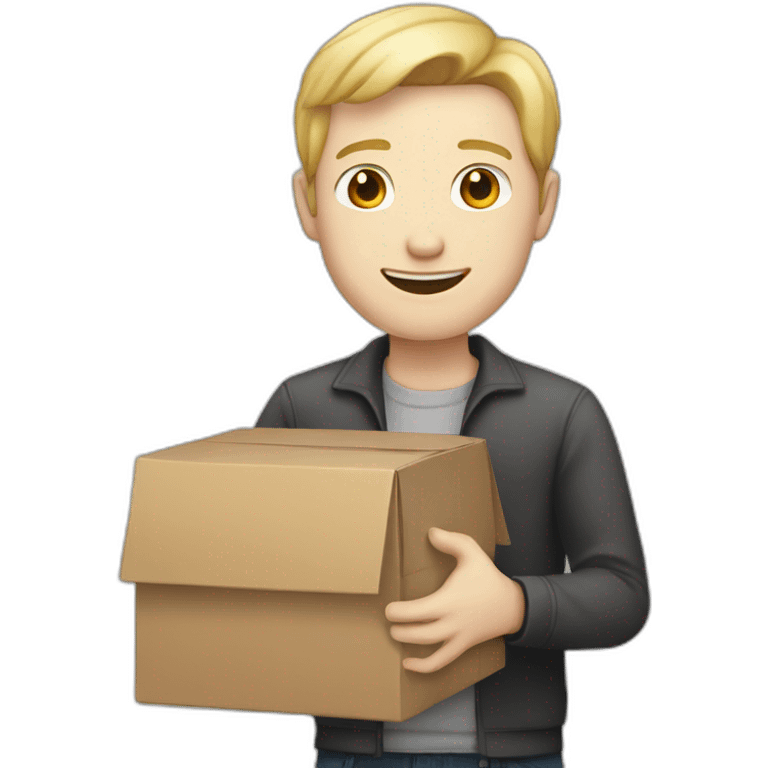 Pale skinned Man with box into the hands emoji