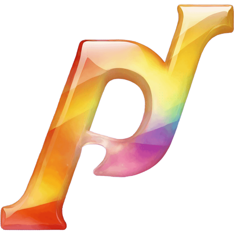 The letter P with a prism inside, using glass effect emoji