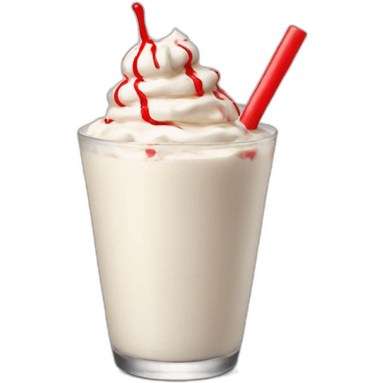 Milkshake tall with a red logo emoji