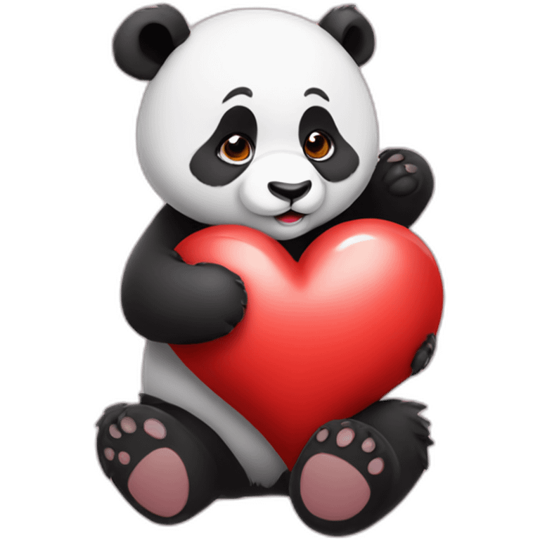 Cute panda with heart emoji