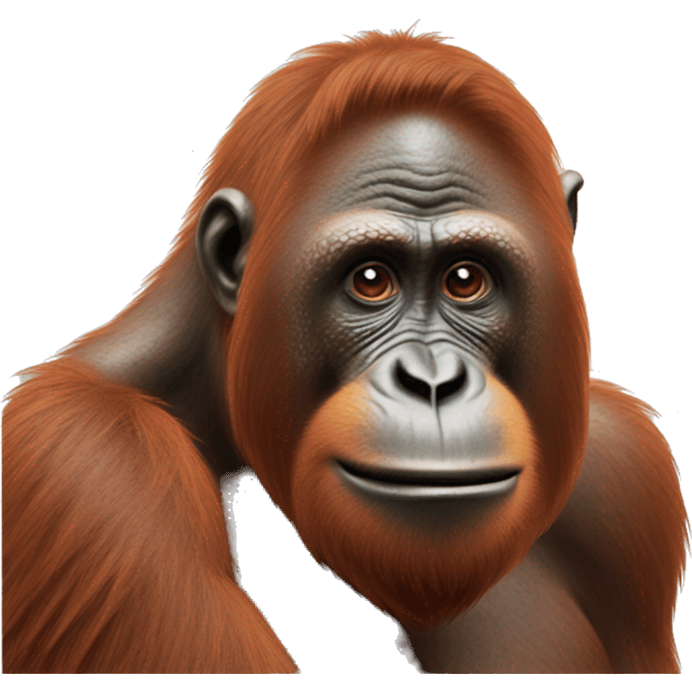 Orangutan tracing it’s highly defined jawline with its finger emoji