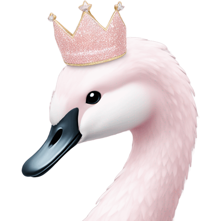 pastel pink swan with sparkling crown  emoji