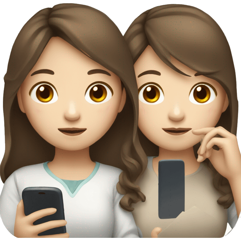 Korean girl with brown hair with smartphone emoji