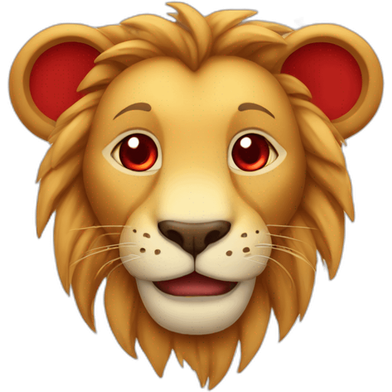 Lion smiling face with red hearts instead of eyes emoji