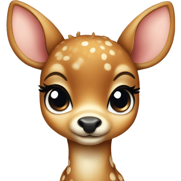 Cute baby deer with big eyes wearing a bow  emoji