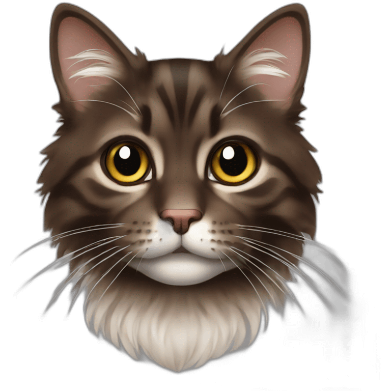 Tiny dark brown maincoon cat emoji