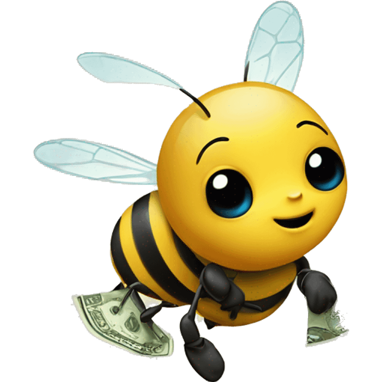 baby bees following big bee with money emoji