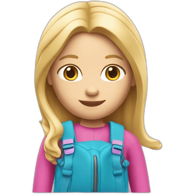 À playmobile girl with blond hair and pink school bag  emoji