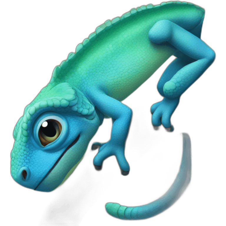 caméléon or et bleu emoji