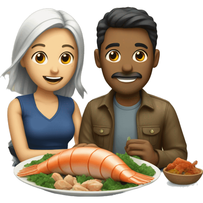 Couple eating sea food emoji