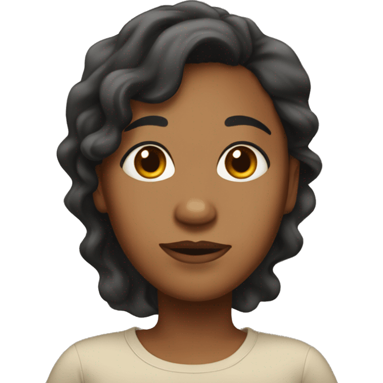 Brown-skinned, female, overweight, with wrinkles, and black wavy hair. emoji