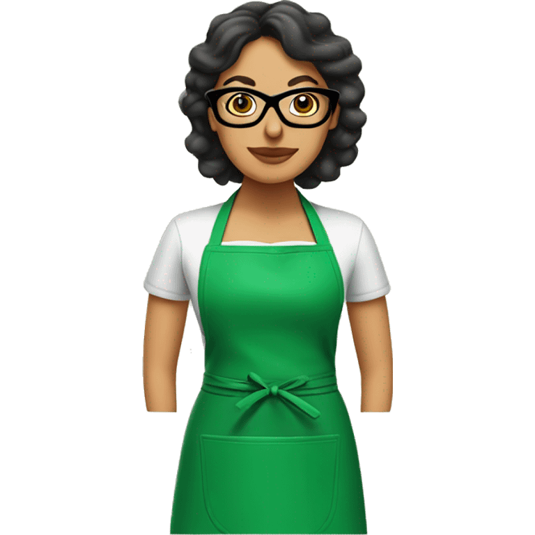 mexican lady green apron  with glasses cooking tacos emoji