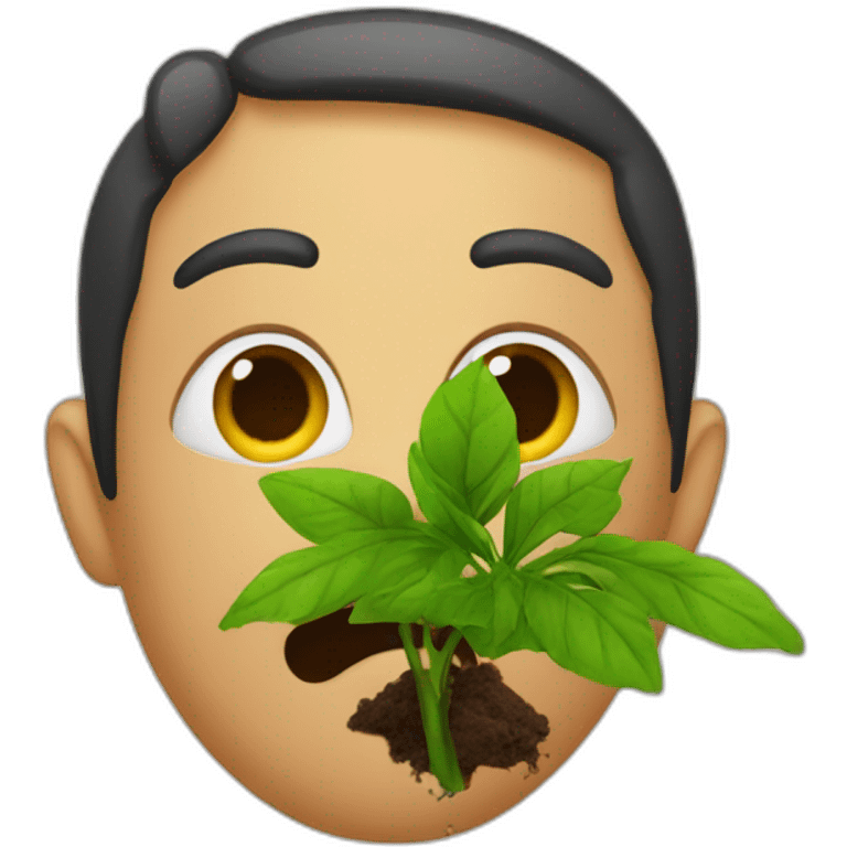 Hidde with a plant in his mouth emoji