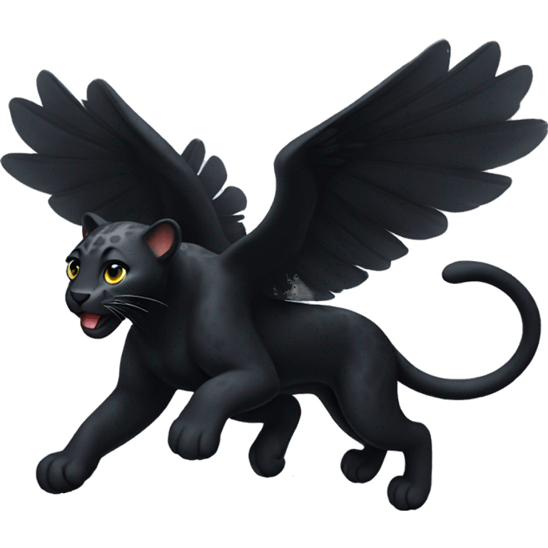 winged black leopard flying emoji