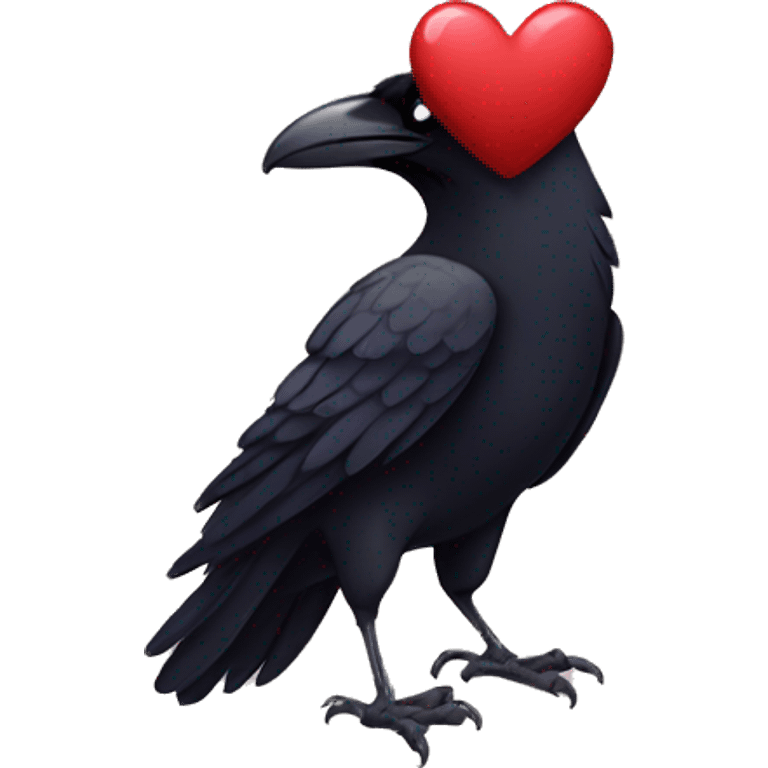 Raven holding a heart emoji