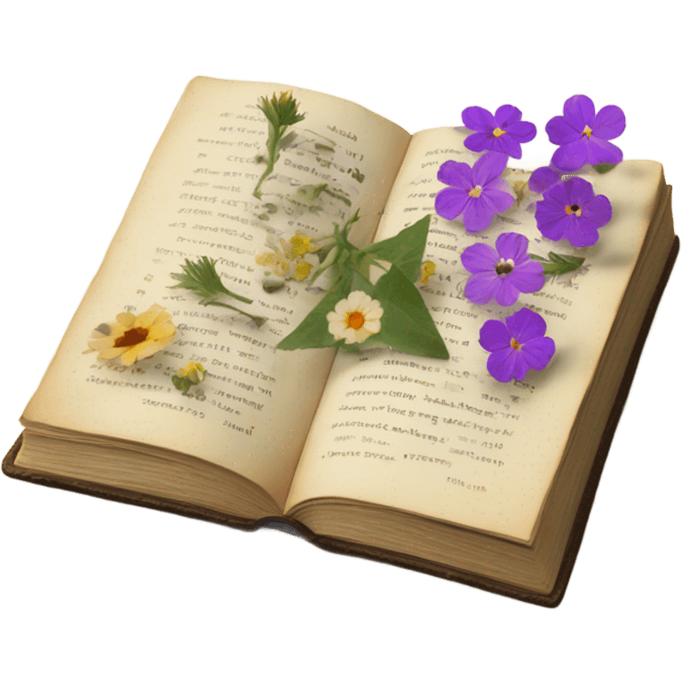 book with some pressed flowers on the pages realistic flowers pressing emoji