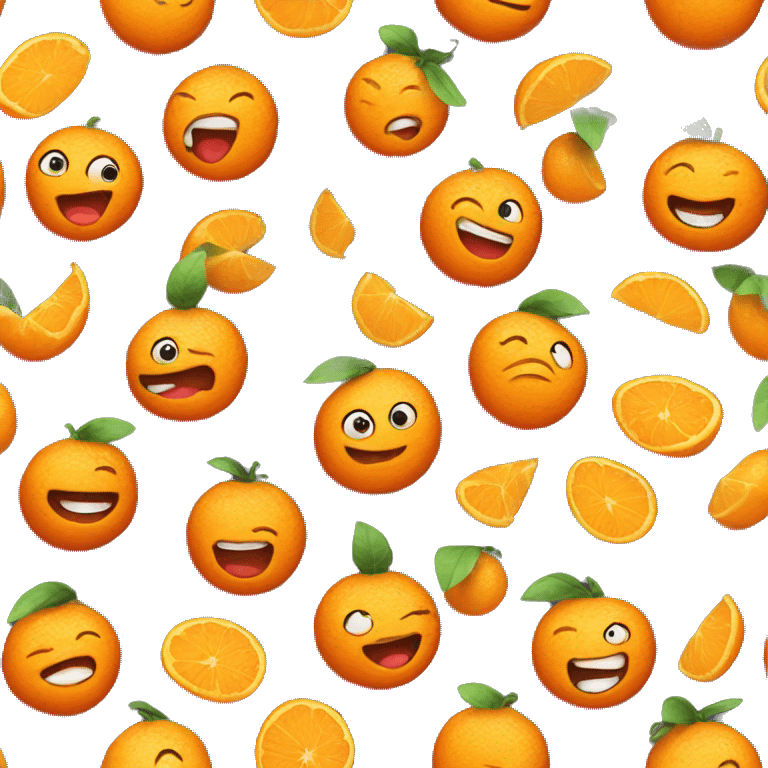 Tangerine with cartoon smile emoji