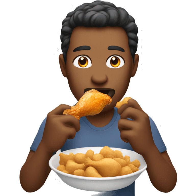 Man eating chicken emoji