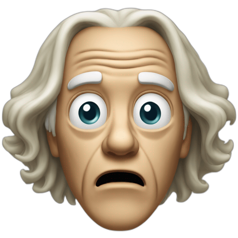 Just the head of Doc brown from back to the future looking shocked and his mouth wide open. No eye-ware. Long hair emoji