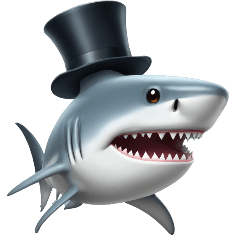 Shark with a top hat emoji