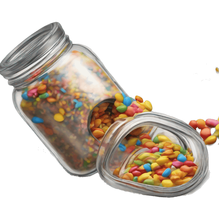 Realistic locking lid glass jar of colorful baking sprinkles emoji