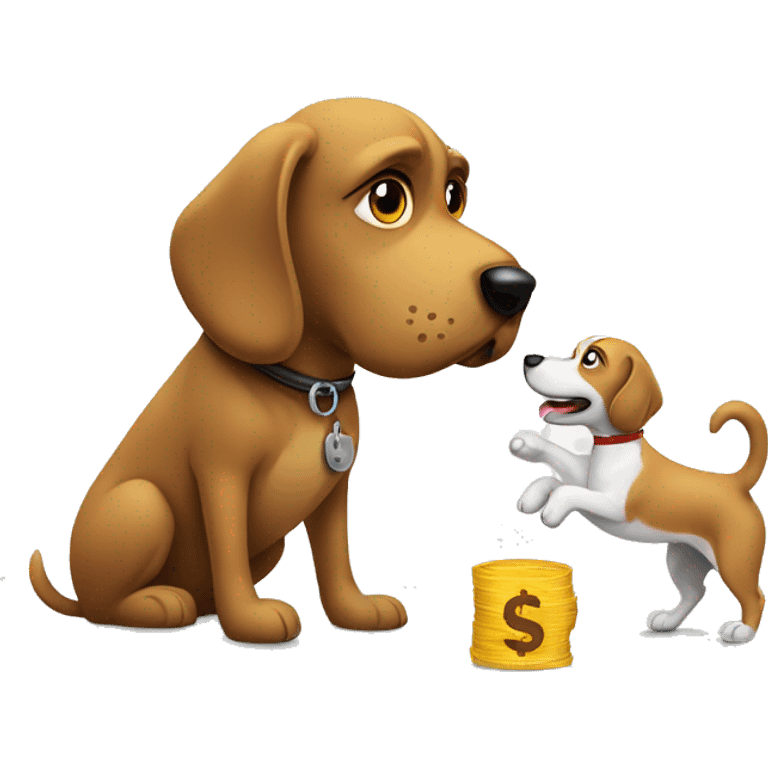 dog asking another dog for money emoji