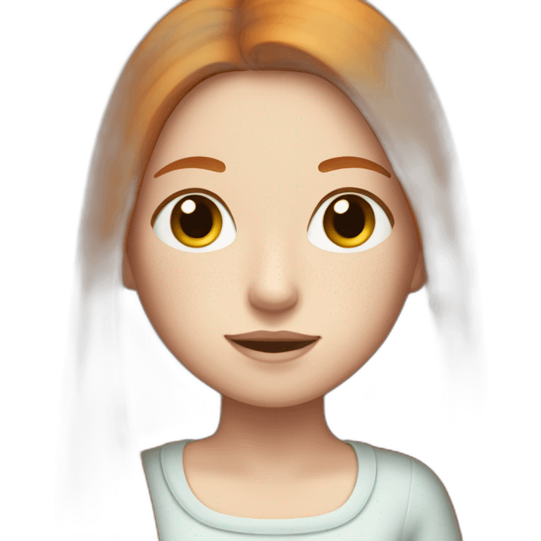 girl with long straight ginger hair and a pale white face and freckles emoji