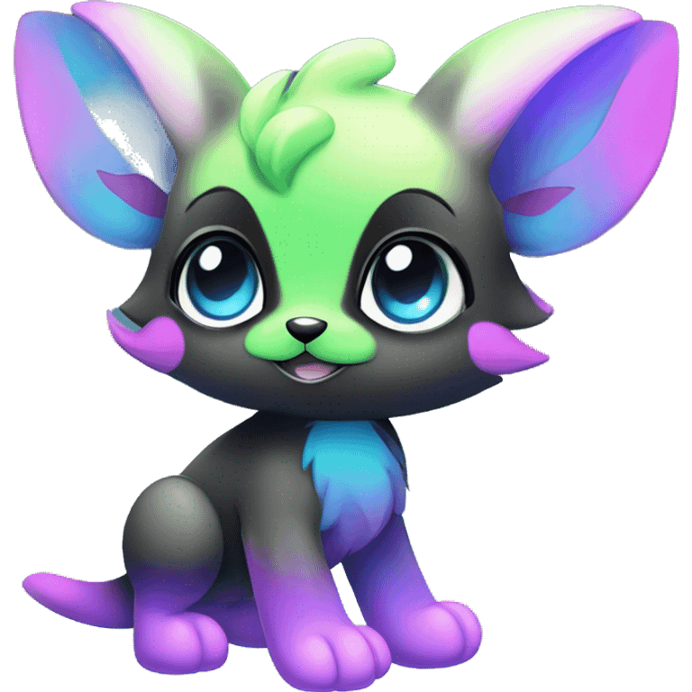 Cute cool black nebula fading green blue purple pink gradient animal hybrid Fakemon full body emoji