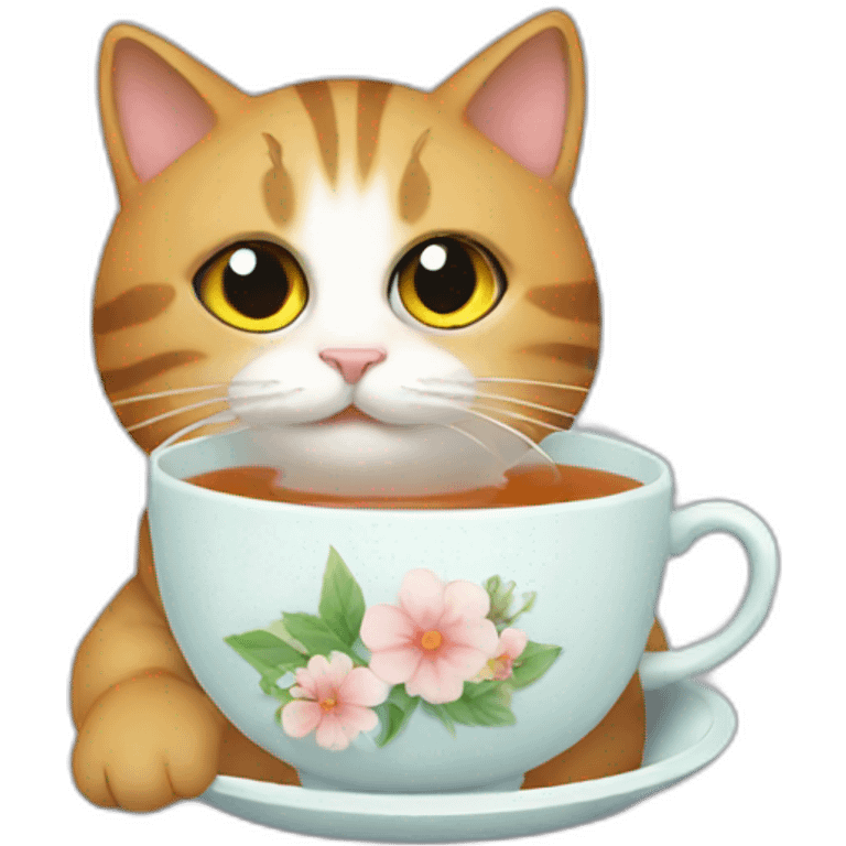 cat drinking tea emoji