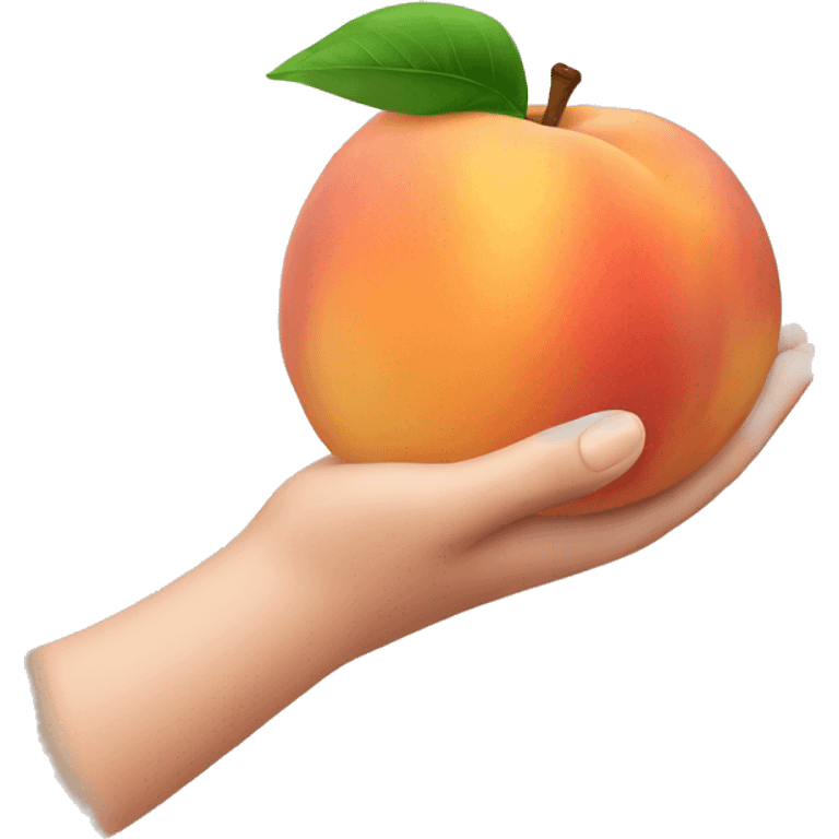 Hand holding peach  emoji