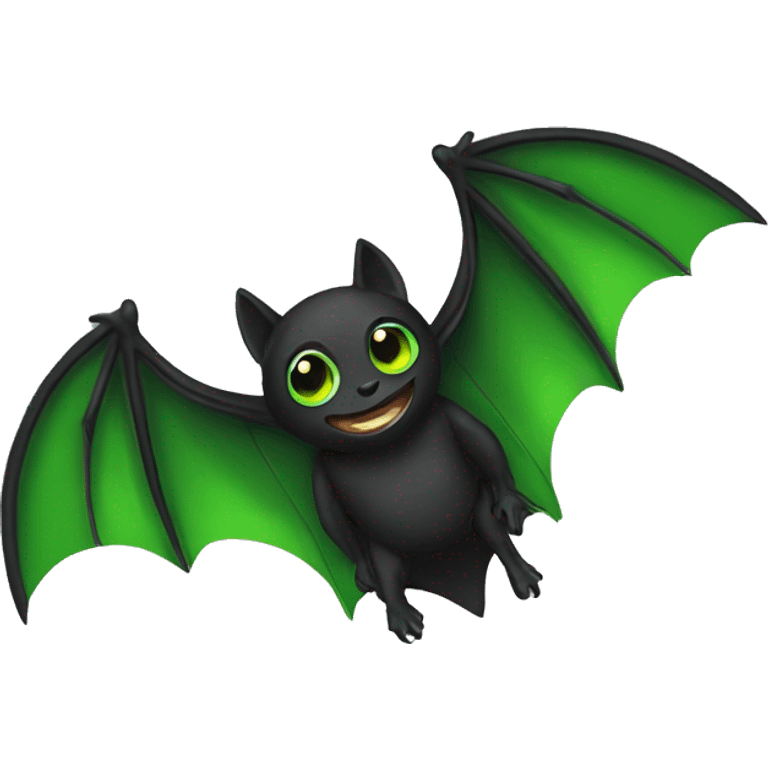 Black bat green wings emoji