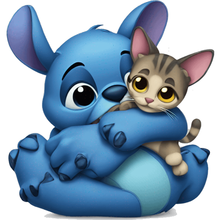 stitch hugging a cat emoji