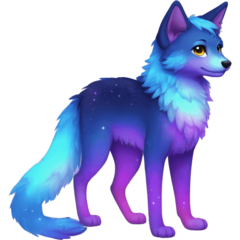 Colorful gradient-Sparkle-nebula-fursona anthropomorphic furry full body emoji