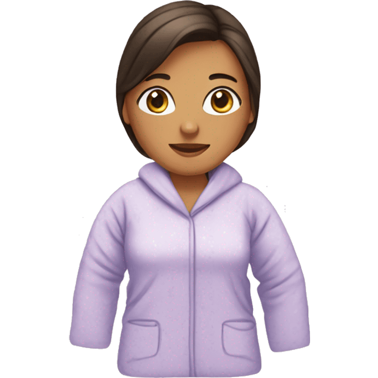 mujer con pijama costurera emoji